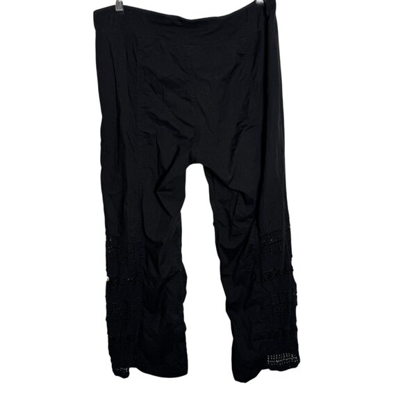 XCVI womens black wide leg pants crochet detail size XL Pull on Mind Set - Picture 2 of 10